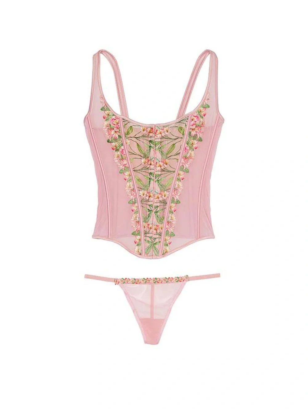 NWT Victoria’s Secret VERY SEXY Small Lily Embroidery Corset Set Size Small
